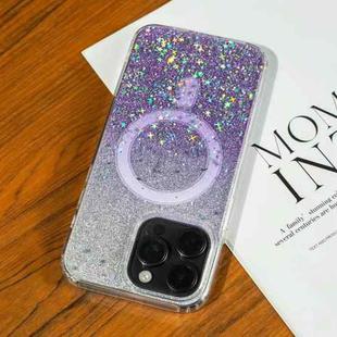 For iPhone 15 Pro Max Gradient Glitter Starry MagSafe Phone Case(Gradient Purple)