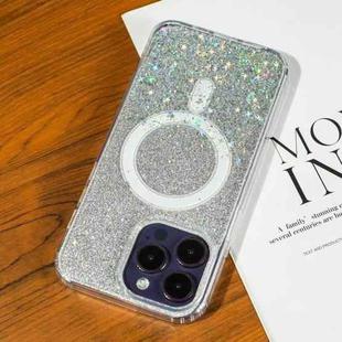 For iPhone 15 Pro Gradient Glitter Starry MagSafe Phone Case(Gradient Silver)