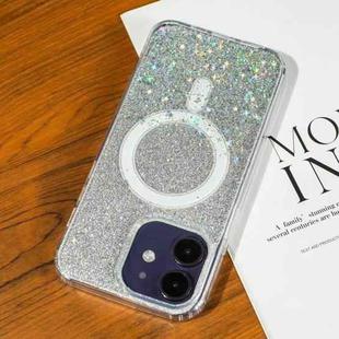 For iPhone  11 Gradient Glitter Starry MagSafe Phone Case(Gradient Silver)