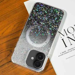 For iPhone 16 Plus Gradient Glitter Starry MagSafe Phone Case(Gradient Black)