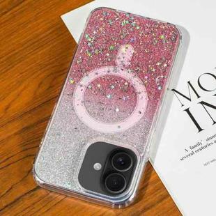 For iPhone 16 Plus Gradient Glitter Starry MagSafe Phone Case(Gradient  Pink)