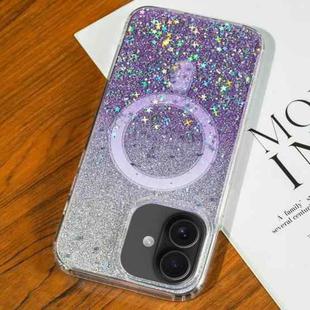 For iPhone 16 Plus Gradient Glitter Starry MagSafe Phone Case(Gradient Purple)