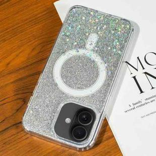 For iPhone 16 Plus Gradient Glitter Starry MagSafe Phone Case(Gradient Silver)