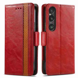 For Sony Xperia 5 VI CaseNeo Splicing Dual Magnetic Buckle Leather Phone Case(Red)