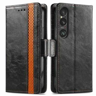 For Sony Xperia 10 VI CaseNeo Splicing Dual Magnetic Buckle Leather Phone Case(Black)