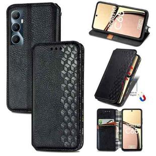 For Realme C65 Cubic Grid Pressed Magnetic Leather Phone Case(Black)