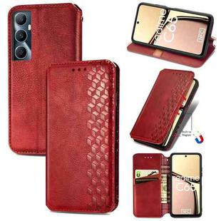 For Realme C65 Cubic Grid Pressed Magnetic Leather Phone Case(Red)