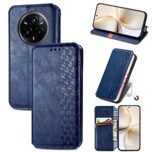 For Realme 14 Pro+ Cubic Grid Pressed Magnetic Leather Phone Case(Blue)
