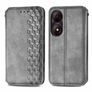 For ZTE Blade A34  Cubic Grid Pressed Magnetic Leather Phone Case(Gray)