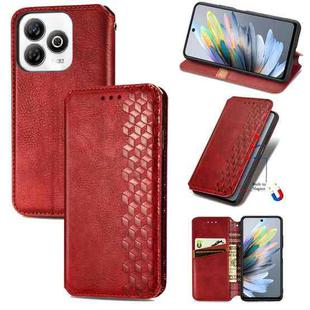 For ZTE Blade A75 4G Cubic Grid Pressed Magnetic Leather Phone Case(Red)