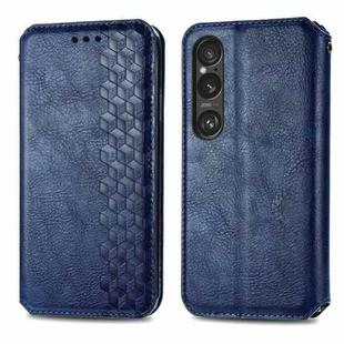 For Sony Xperia 5 VI Cubic Grid Pressed Magnetic Leather Phone Case(Blue)