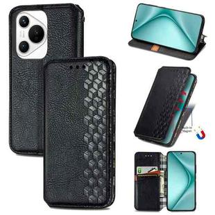 For Huawei Pura 70 Pro Cubic Grid Pressed Magnetic Leather Phone Case(Black)