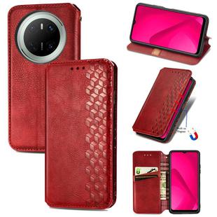 For Huawei Mate 70 Cubic Grid Pressed Magnetic Leather Phone Case(Red)