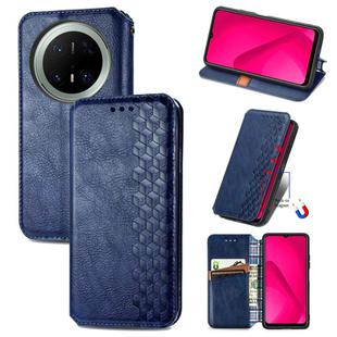 For Huawei Mate 70 Pro Cubic Grid Pressed Magnetic Leather Phone Case(Blue)