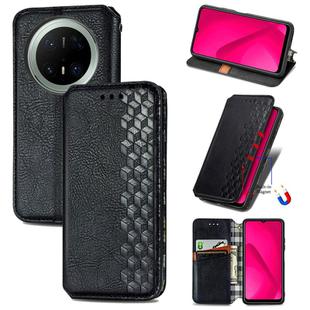For Huawei Mate 70 Pro Cubic Grid Pressed Magnetic Leather Phone Case(Black)