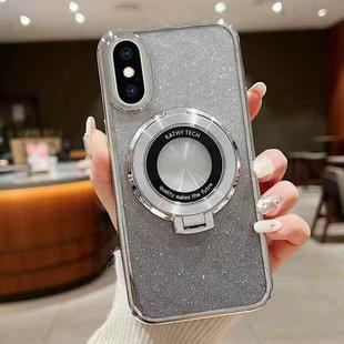 For iPhone XS Max Electroplated Holder Gradient Glitter Magsafe Phone Case(Silver)