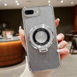 For  iPhone 7 Plus / 8 Plus Electroplated Holder Gradient Glitter MagSafe Phone Case(Silver)