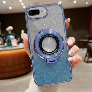 For  iPhone 7 Plus / 8 Plus Electroplated Holder Gradient Glitter Magsafe Phone Case(Blue)