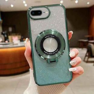 For  iPhone 7 Plus / 8 Plus Electroplated Holder Gradient Glitter Magsafe Phone Case(Green)