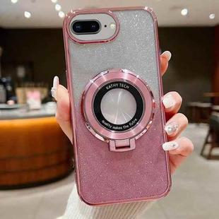 For  iPhone 7 Plus / 8 Plus Electroplated Holder Gradient Glitter Magsafe Phone Case(Pink)