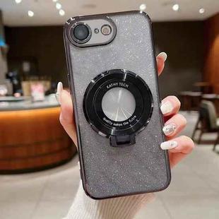 For iPhone 7 / 8 / SE 2022 Electroplated Holder Gradient Glitter Magsafe Phone Case(Black)