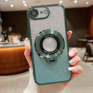 For iPhone 7 / 8 / SE 2022 Electroplated Holder Gradient Glitter Magsafe Phone Case(Green)