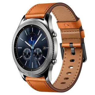 For Samsung Galaxy Gear S3 22mm SX Connector Metal Button Switch Leather Watch Band(Brown)