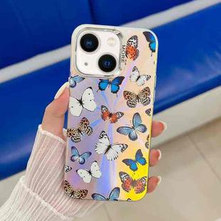 For iPhone 14 Electroplating Laser Butterfly Phone Case(Color Butterflies AB1)
