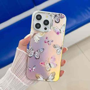 For iPhone 14 Pro Max Electroplating Laser Butterfly Phone Case(Pink Butterflies AB2)