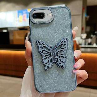 For iPhone 7 Plus / 8 Plus Electroplated Glitter 3D Butterfly TPU Phone Case(Yuanfeng Blue)