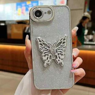 For iPhone 7 / 8 / SE 2022 Electroplated Glitter 3D Butterfly TPU Phone Case(Silver)