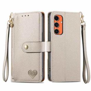 For Samsung Galaxy C55 Love Zipper Lanyard Leather Phone Case(Gray)