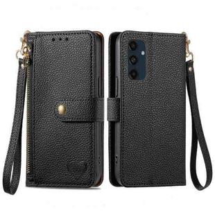 For Samsung Galaxy M55 Love Zipper Lanyard Leather Phone Case(Black)