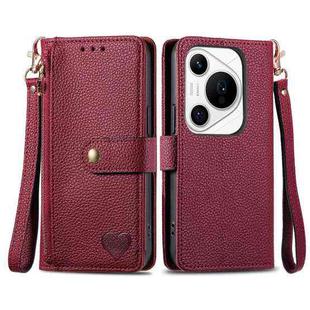 For Huawei Pura 70 Pro+ Love Zipper Lanyard Leather Phone Case(Red)