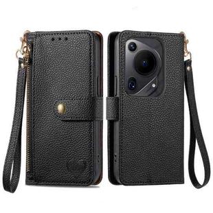 For Huawei Pura 70 Ultra Love Zipper Lanyard Leather Phone Case(Black)