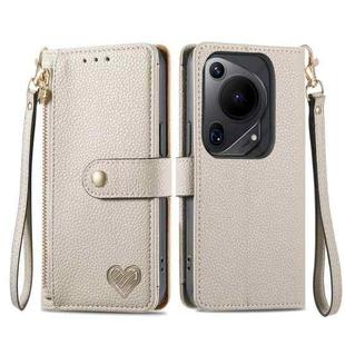 For Huawei Pura 70 Ultra Love Zipper Lanyard Leather Phone Case(Gray)