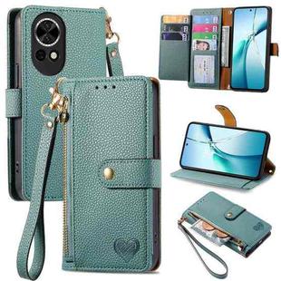 For Huawei nova 13 Love Zipper Lanyard Leather Phone Case(Green)