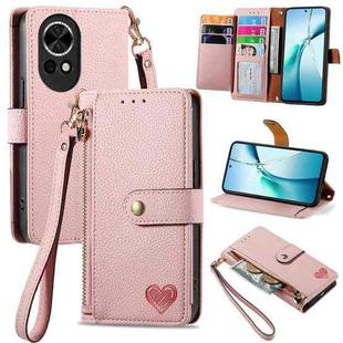 For Huawei nova 13 Love Zipper Lanyard Leather Phone Case(Pink)
