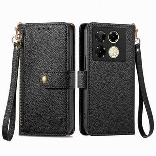 For Infinix Note 40 Pro 4G Love Zipper Lanyard Leather Phone Case(Black)