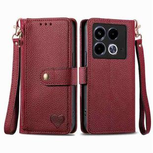 For Infinix Note 40 Love Zipper Lanyard Leather Phone Case(Red)