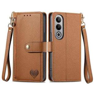 For OnePlus Nord  CE4 Love Zipper Lanyard Leather Phone Case(Brown)