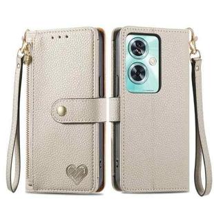 For OnePlus Nord N30 SE Love Zipper Lanyard Leather Phone Case(Gray)