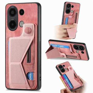 For Xiaomi Redmi Note 13 4G II K-shaped Slide Holder Card Slot Phone Case(Pink)