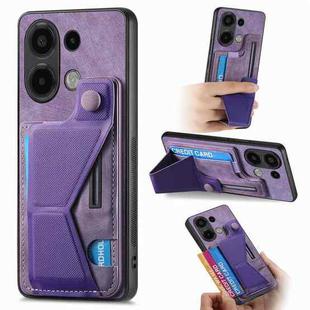 For Xiaomi Redmi Note 13 4G II K-shaped Slide Holder Card Slot Phone Case(Purple)