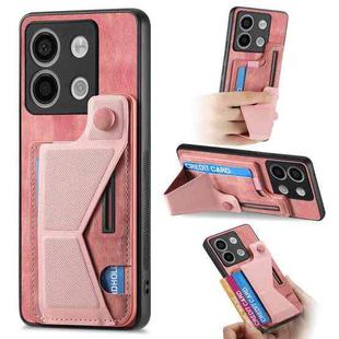 For Xiaomi Redmi Note 13 5G II K-shaped Slide Holder Card Slot Phone Case(Pink)