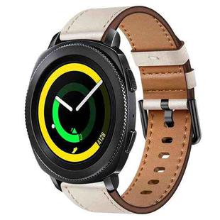 For Samsung Galaxy Gear Sport 20mm SX Connector Metal Button Switch Leather Watch Band(Starlight)