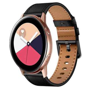 For Samsung Galaxy Watch Active 20mm SX Connector Metal Button Switch Leather Watch Band(Black)