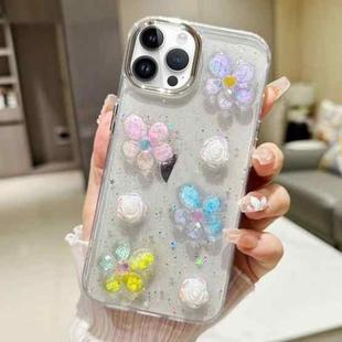 For iPhone 14 Pro 3D Flower Glitter Epoxy TPU Phone Case(Colorful Flowers)