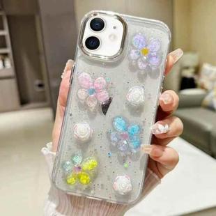 For iPhone  12 3D Flower Glitter Epoxy TPU Phone Case(Colorful Flowers)