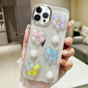For iPhone 12 Pro Max 3D Flower Glitter Epoxy TPU Phone Case(Colorful Flowers)
